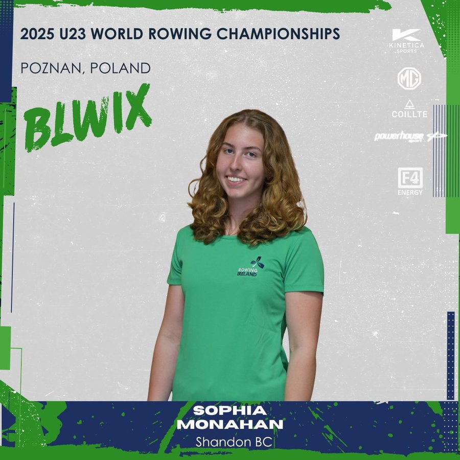 Instagram post by @rowingireland for Kinetica Sports. Caption reads: The 2025 U23 World Rowing Championships kicks off....