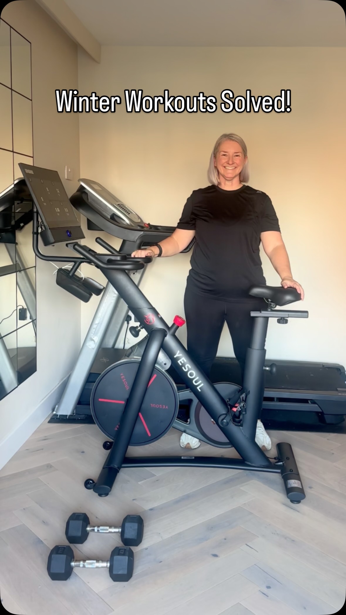 Instagram post by @east_shore_home for YESOUL FITNESS. Caption reads: Ad Bad weather? No time for the gym? Zero....