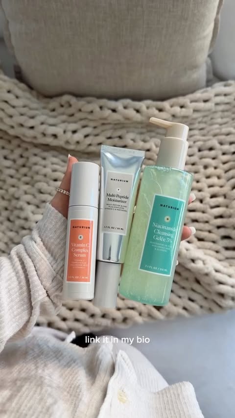 Instagram post by @nicoleebennett_ for Naturium. Caption reads: [...] ✨ my current 3-step routine with @naturium....