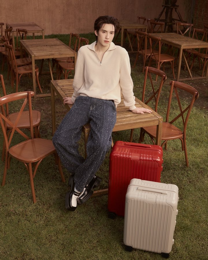 Instagram post by @phutatchai.busofficial for RIMOWA. Caption reads: Wrapped in comfort, the new Clay and Terracotta....