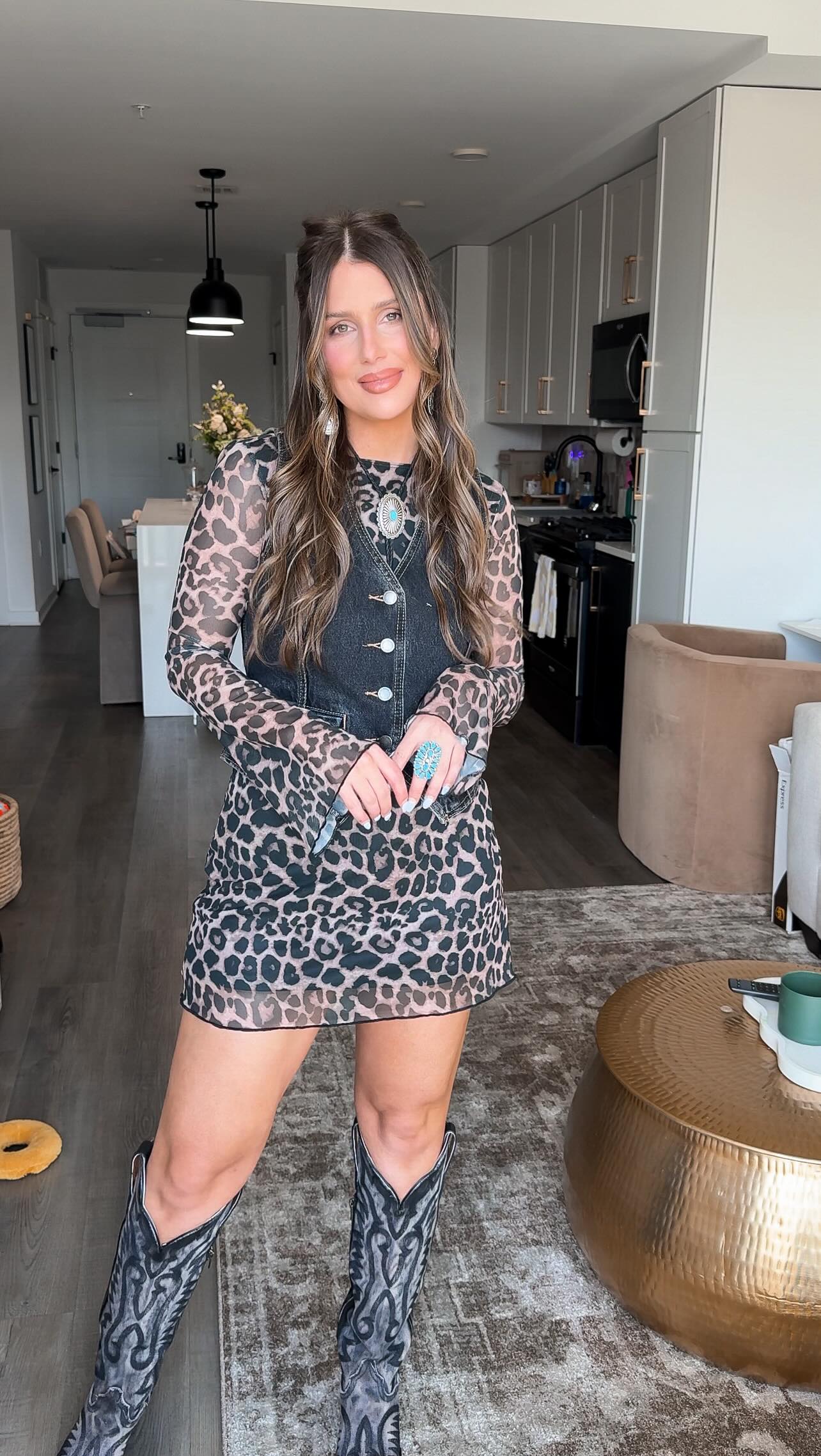 Instagram post by @thesarahbliss for Dan Post Boot Company. Caption reads: Another #CMAFest outfit idea for y’all! Featuring....