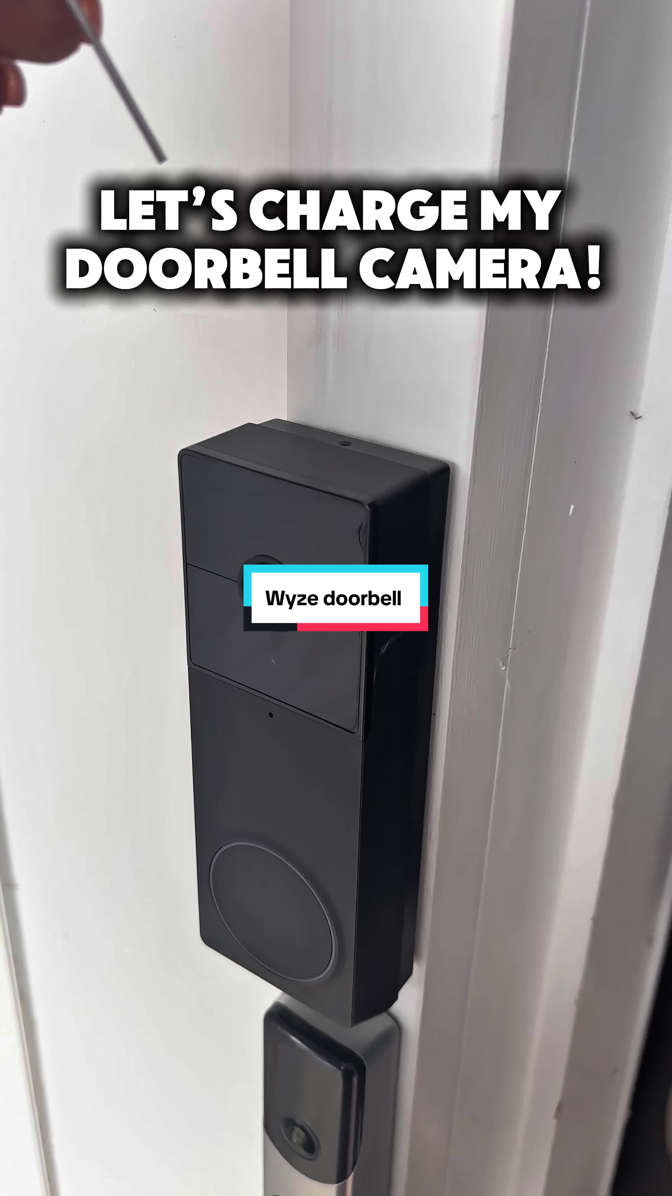 TikTok post by @jalisasahm for Wyze. Caption reads: It’s so easy to charge this @Wyze doorbell! Let me....