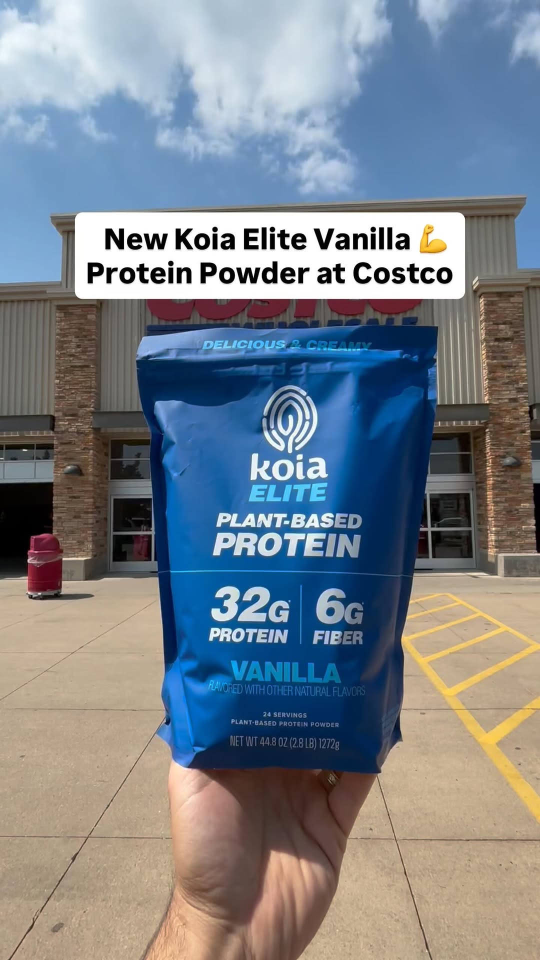 Instagram post by @costcofam4u for Koia. Caption reads: New Koia Elite Vanilla Protein Powder - now at....