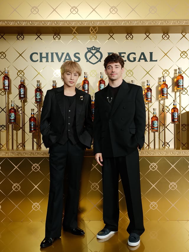 Instagram post by @alan_shirahama_official for Chivas Regal. Caption reads: "Chivas Regal × Charles Leclerc" 今回のイベントのテーマが....