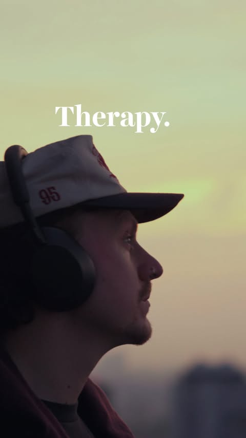 Instagram post by @wordswithruss for BetterHelp. Caption reads: [...] it alone, having my therapist through....