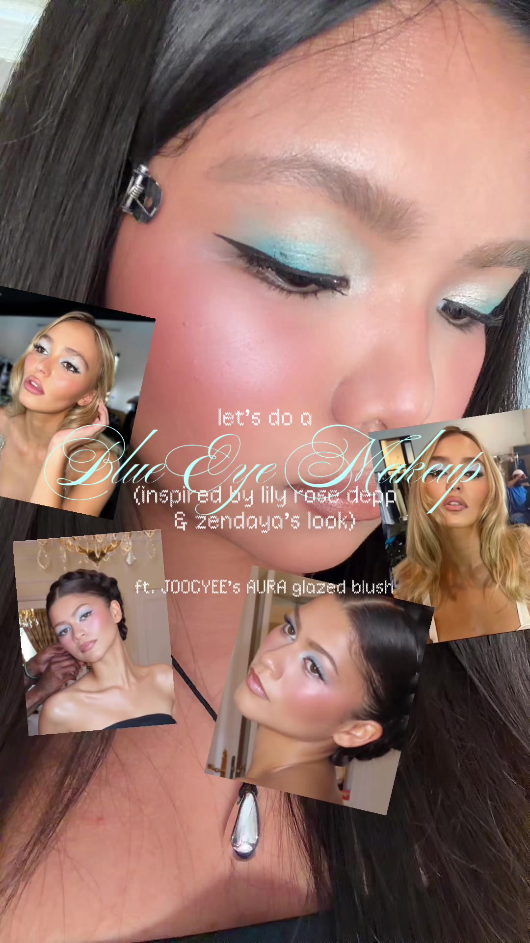 TikTok post by @dearlynrk for JOOCYEE US. Caption reads: [...] my favorite makeup look ★🩵!! @JOOCYEE US....