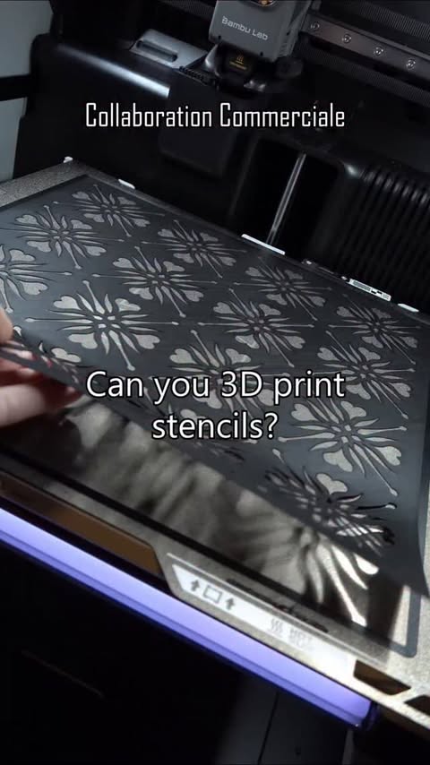 Instagram post by @arborealkey for Bambu Lab. Caption reads: (Ad) I tried to make stencils on the....