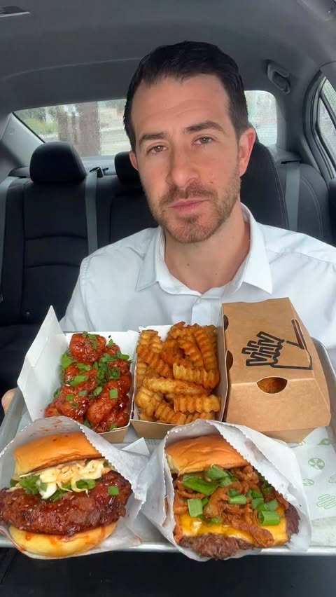 Instagram post by @1hourlunchbreak for Shake Shack. Caption reads: Trying @shakeshack NEW Korean Inspired Menu for....