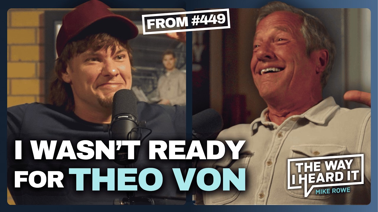 YouTube post by @therealmikerowe for Good Ranchers. Caption reads: I Thought I Heard It All...Then Theo Von Showed Up....