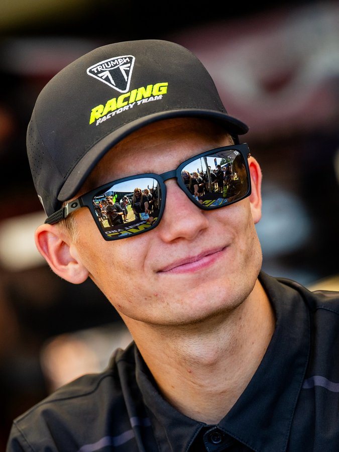 Instagram post by @mikkelhaarup11 for Triumph Motorcycles. Caption reads: Mikkel Haarup to make 450MX step in 2026!....