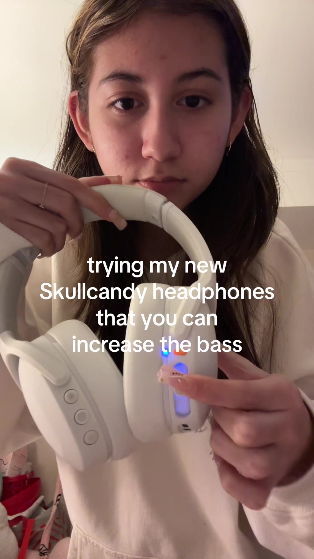 TikTok post by @jenonotes for Skullcandy. Caption reads: [...] now w/ my new favorite headphones....