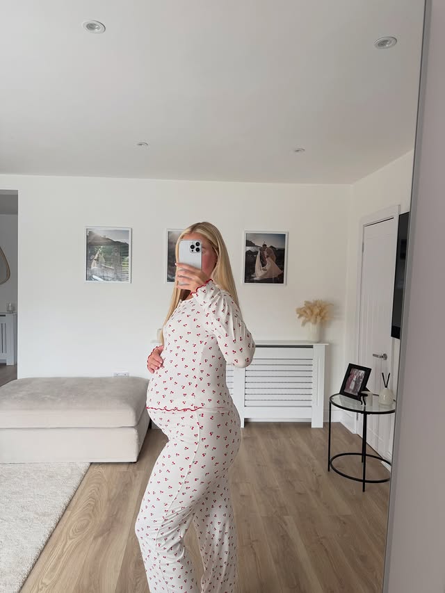 Instagram post by @_homeat62 for Online Home Shop. Caption reads: Pjs that match your bedding @onlinehomeshopuk 🍒....