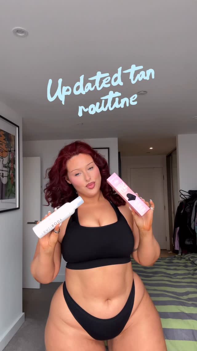 Instagram post by @hollymarston for balibody. Caption reads: Type B lazy girl approved tan routine with....