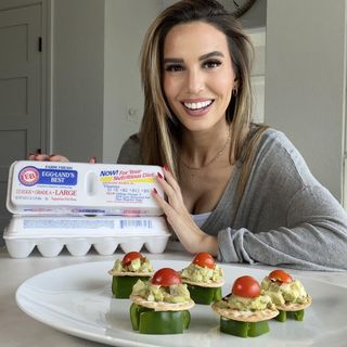 Instagram post by @thechristycarlsonromano for Eggland's Best. Caption reads: We just made movie night Egg-stra special! #ad....