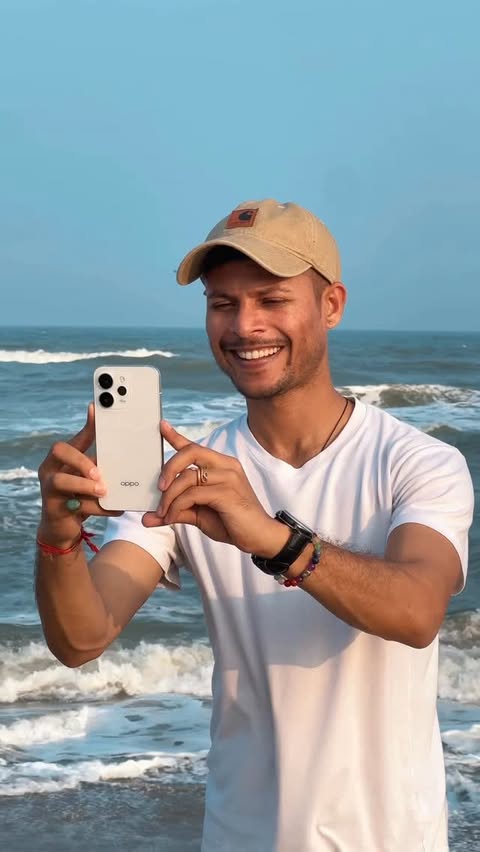 Instagram post by an influencer for OPPO India. Caption reads: [...] truly popped out with the @oppoindia Reno 15....