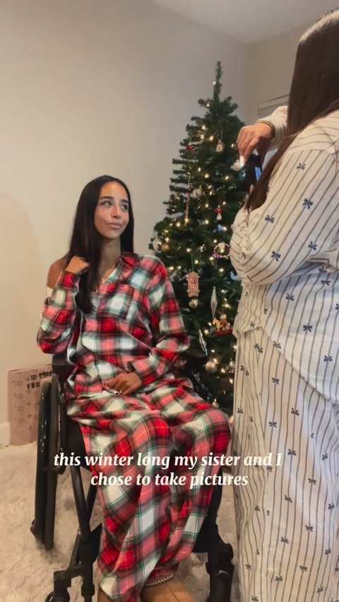 Instagram post by @zalia_oliva for Aerie. Caption reads: Wearing @aerie pj sets this holiday season and all....
