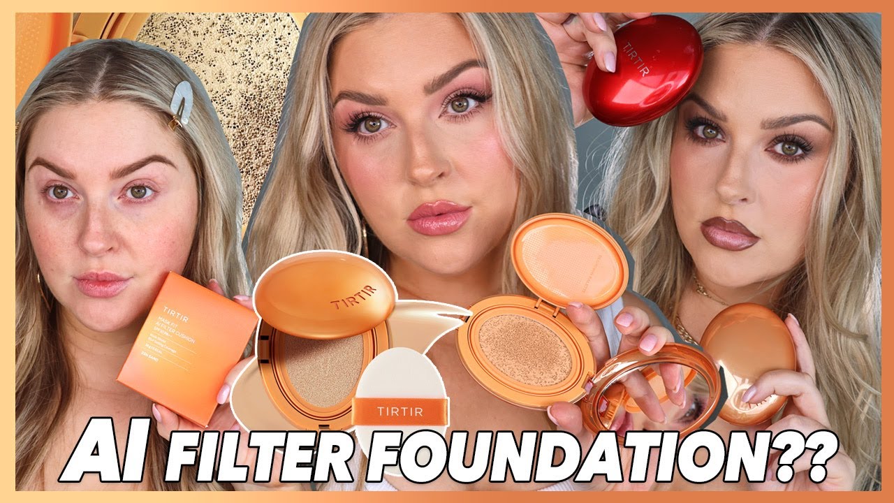 YouTube post by @shaaanxo for OFRA Cosmetics. Caption reads: 12HR FIRST IMPRESSION 🟠 TirTir Orange Cushion VS....