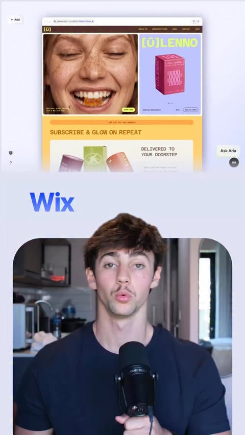 Instagram post by @adrien.ninet for Wix. Caption reads: Wix just launched a new AI platform, and it [...].