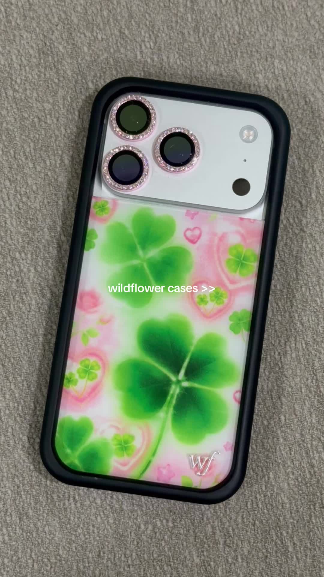 TikTok post by @luvlyksvv for Wildflower Cases. Caption reads: forever a @Wildflower Cases girl 🎀 #fyp....