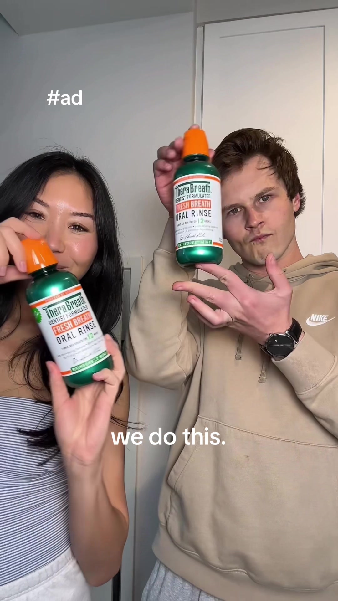 TikTok post by @cindysimply for TheraBreath. Caption reads: #ad This TheraBreath Oral Rinse is a must-have....