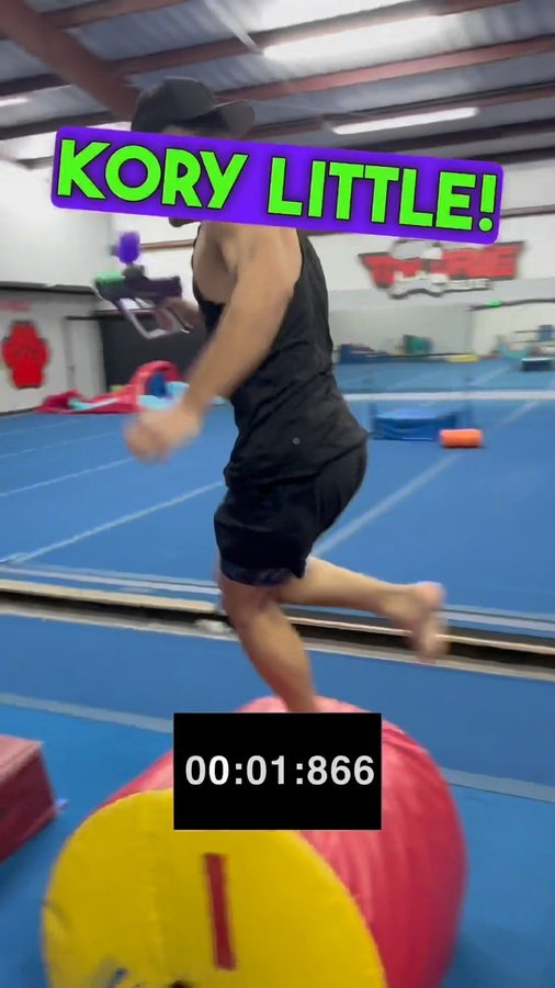 Instagram post by @korylittle_ for Gel Blaster. Caption reads: Try this Gel Blasters Extreme Blastoff Challenge:....