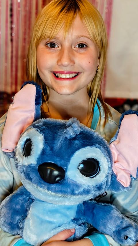 Instagram post by @lacey.officially for Just Play. Caption reads: Meet Ultimate Stitch – THE most interactive,....