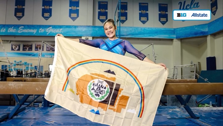 Instagram post by @bigtennetwork for Allstate. Caption reads: [...] 💙💛 On the Beam presented by @allstate.
