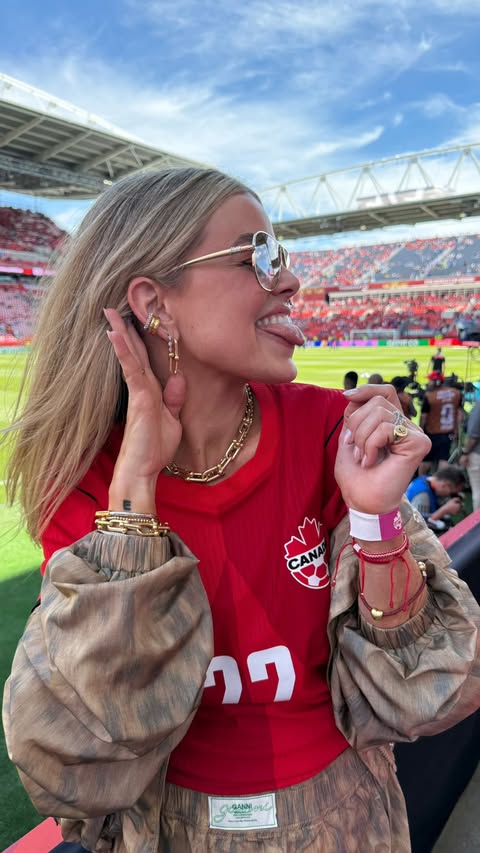 Instagram post by @melaniepace for Tiffany & Co.. Caption reads: World Cup Game 1! @fwc26toronto @fifaworldcup....