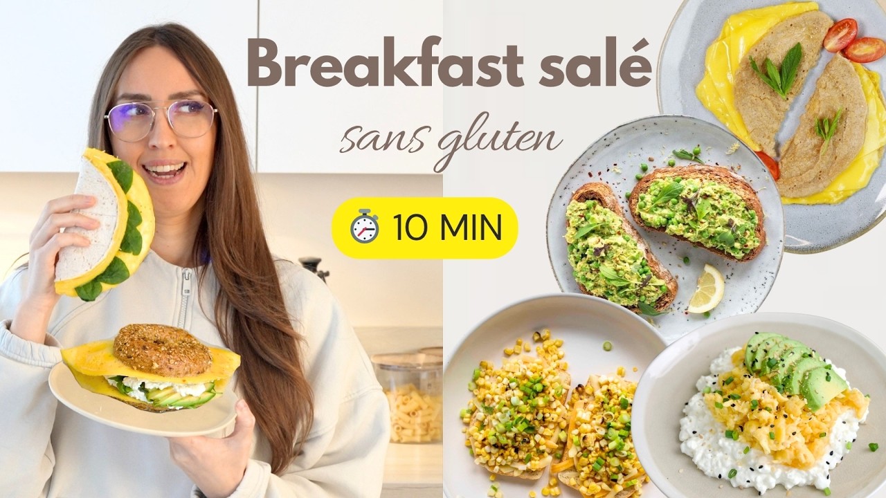 YouTube post by @AmandinePoggioli for iGraal. Caption reads: 5 SAVORY BREAKFASTS (10 MIN) | 30g of Protein &....
