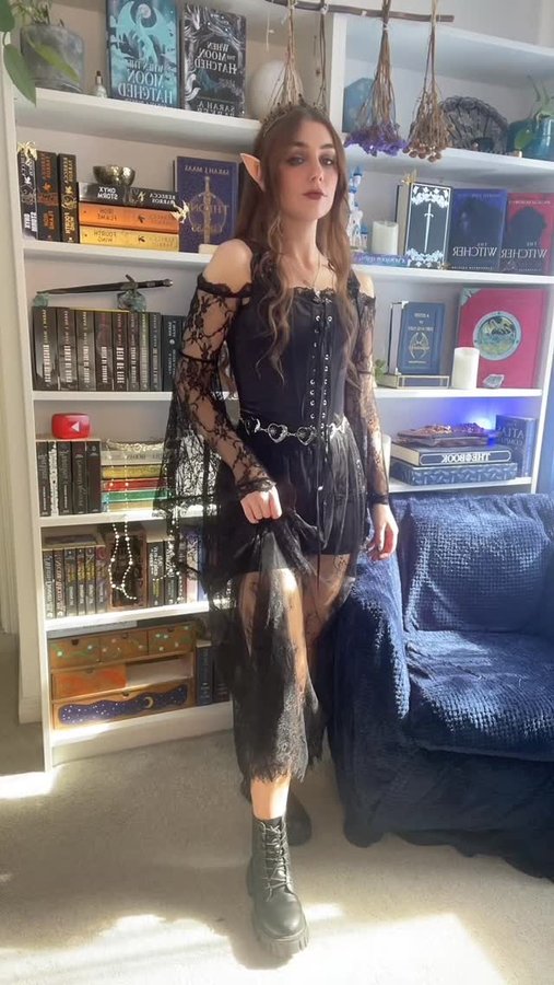 Instagram post by @stormdesign for Scarlet Darkness. Caption reads: Dark/gothic elf look with....