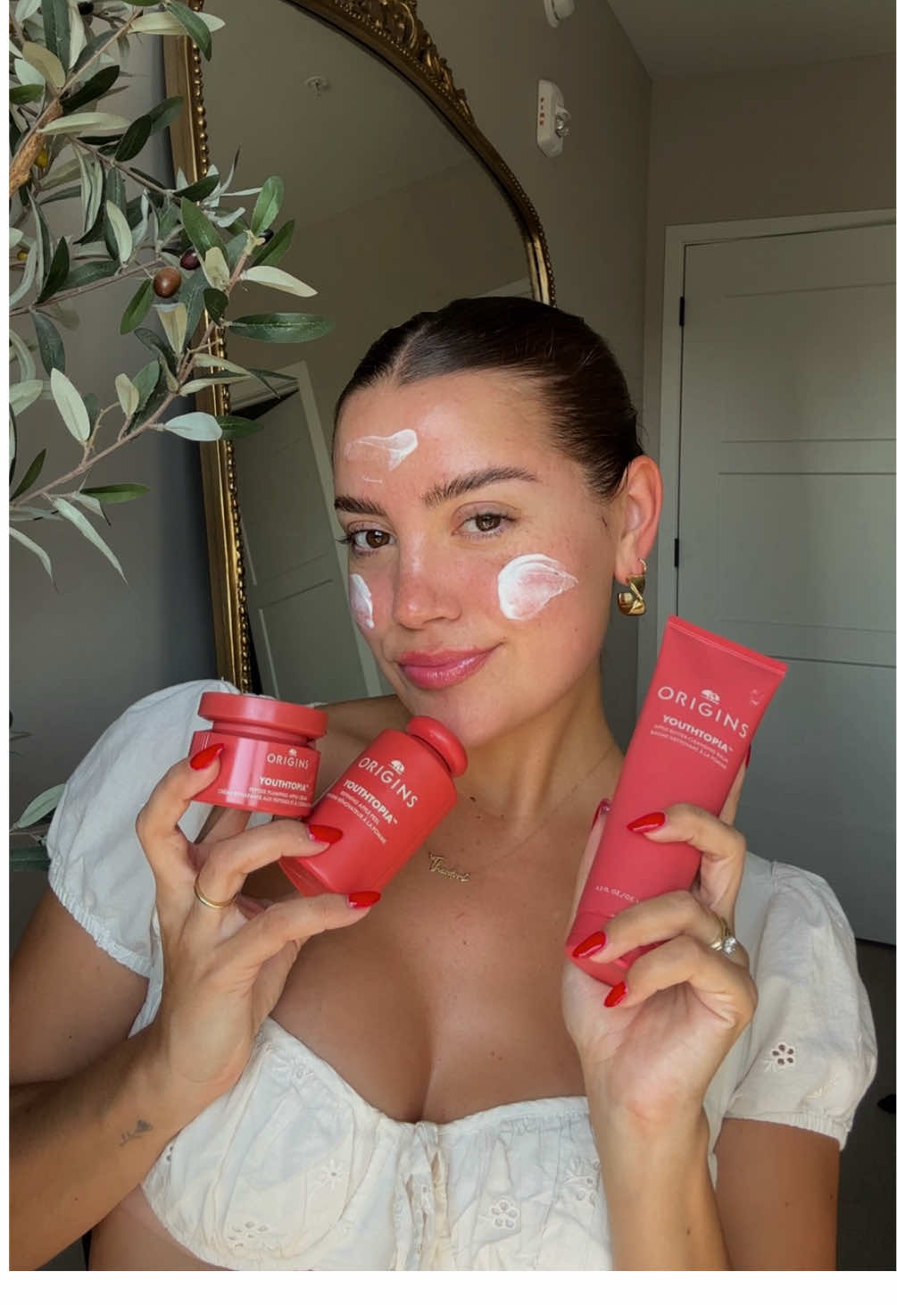 TikTok post by @tess_christine for Origins. Caption reads: My new skincare must have- the @Origins Skincare....