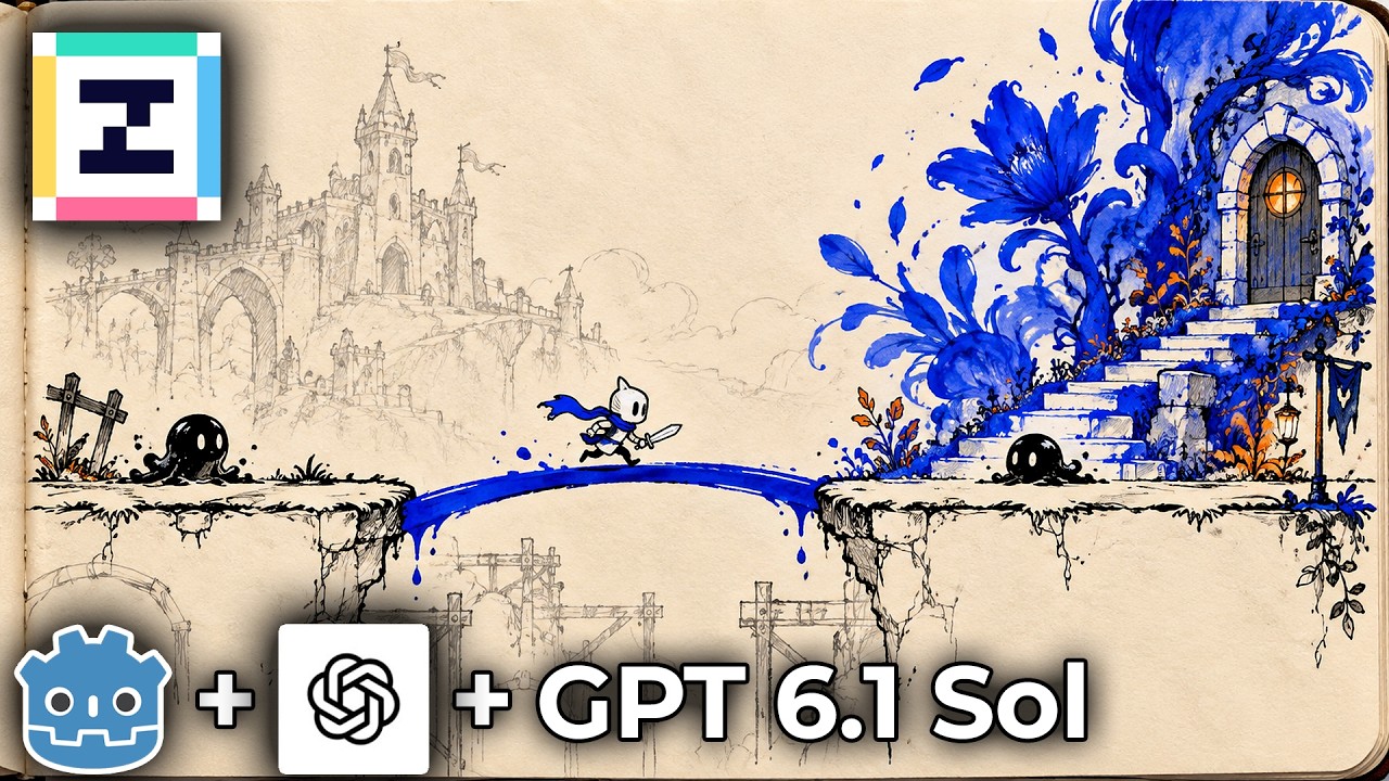 YouTube post by @lettacorporation for Çağdaş'ın İngilizce Dil Okulu. Caption reads: GPT 6.1 Sol Is OUTSTANDING at Building Godot....