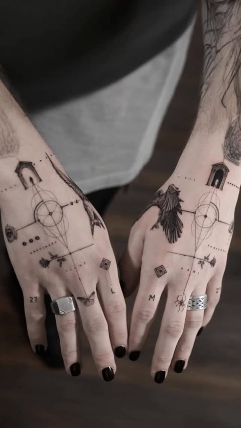 Instagram post by @ogitattooer for EMALLA Official. Caption reads: What kind of hand tattoo is your type? Sponsored....