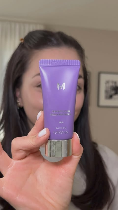 Instagram post by @angelacbeauty for Missha Us. Caption reads: my skin looks like glass every time I use this✨🫢....