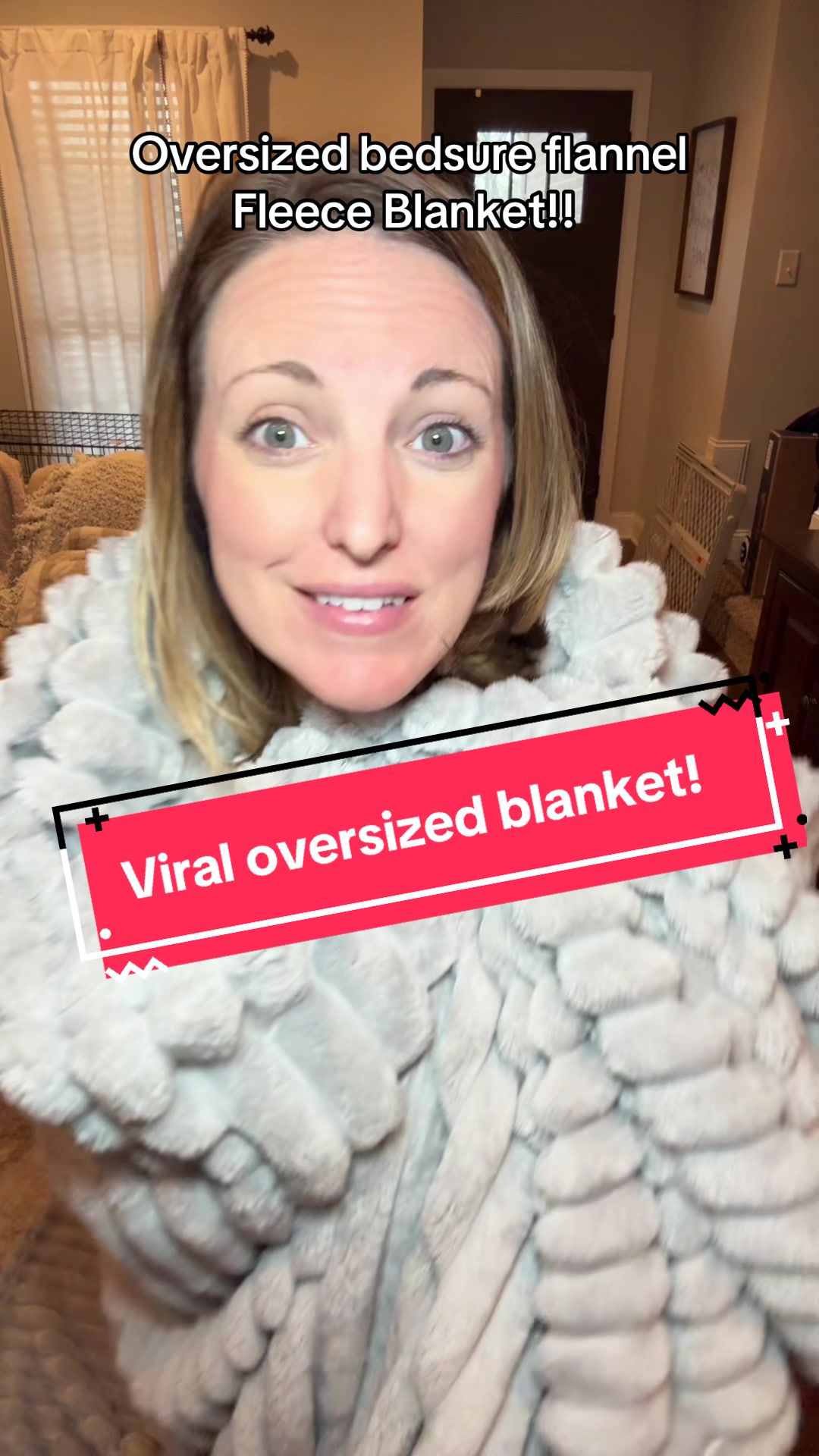 TikTok post by @kaselee5 for Bedsure Home. Caption reads: The coziest blanket I have EVER owned! On flash....
