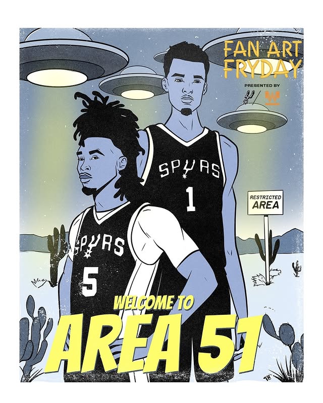 Instagram post by @spurs for Whataburger. Caption reads: Restricted Area 👽

Congrats to our Fan Art Fryday....