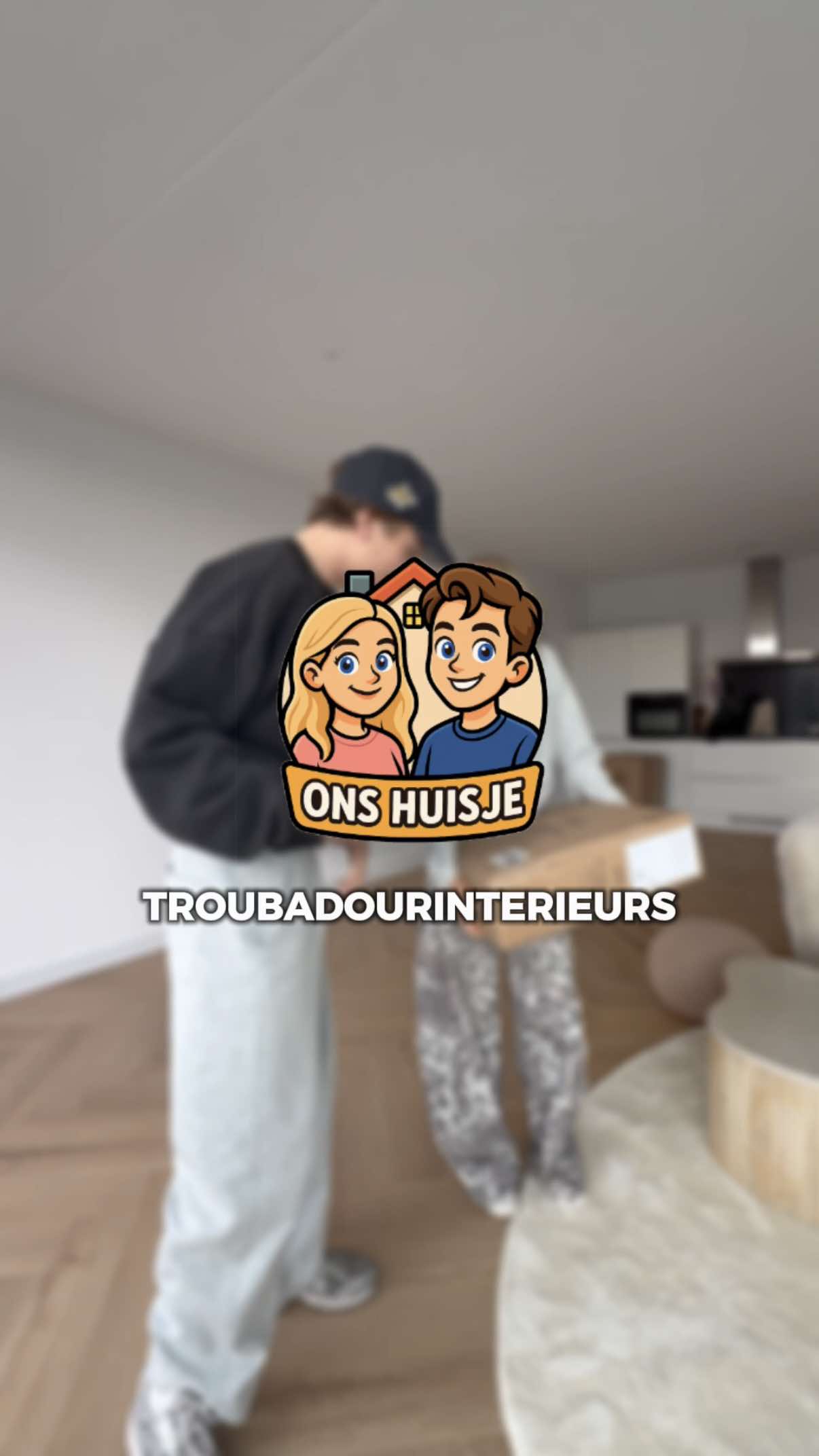 TikTok post by an influencer for De Troubadour Interieurs. Caption reads: [...] hebben uitgekozen bij....