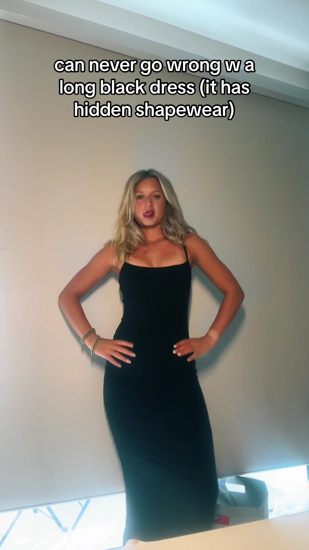 TikTok post by @dontcallmedmack for Popilush. Caption reads: @Popilush LLC #dress #blackdress #shapewear....