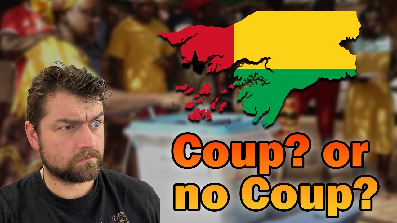 YouTube post by @historyofeverythingpodcast for TrovaTrip. Caption reads: Was The Military Takeover of Guinea Bissau FAKE?!.