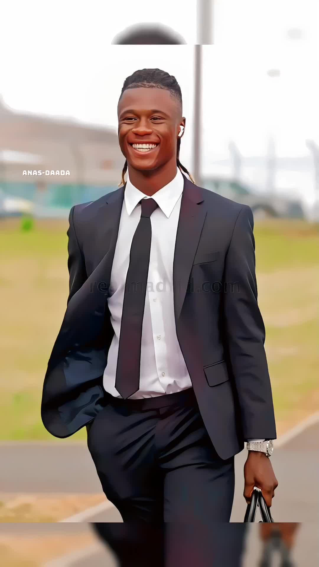TikTok post by @sheikh_anazz_1 for Real Madrid C.F.. Caption reads: Real Madrid Player's Suit Style 👔⚡ #realmadrid....
