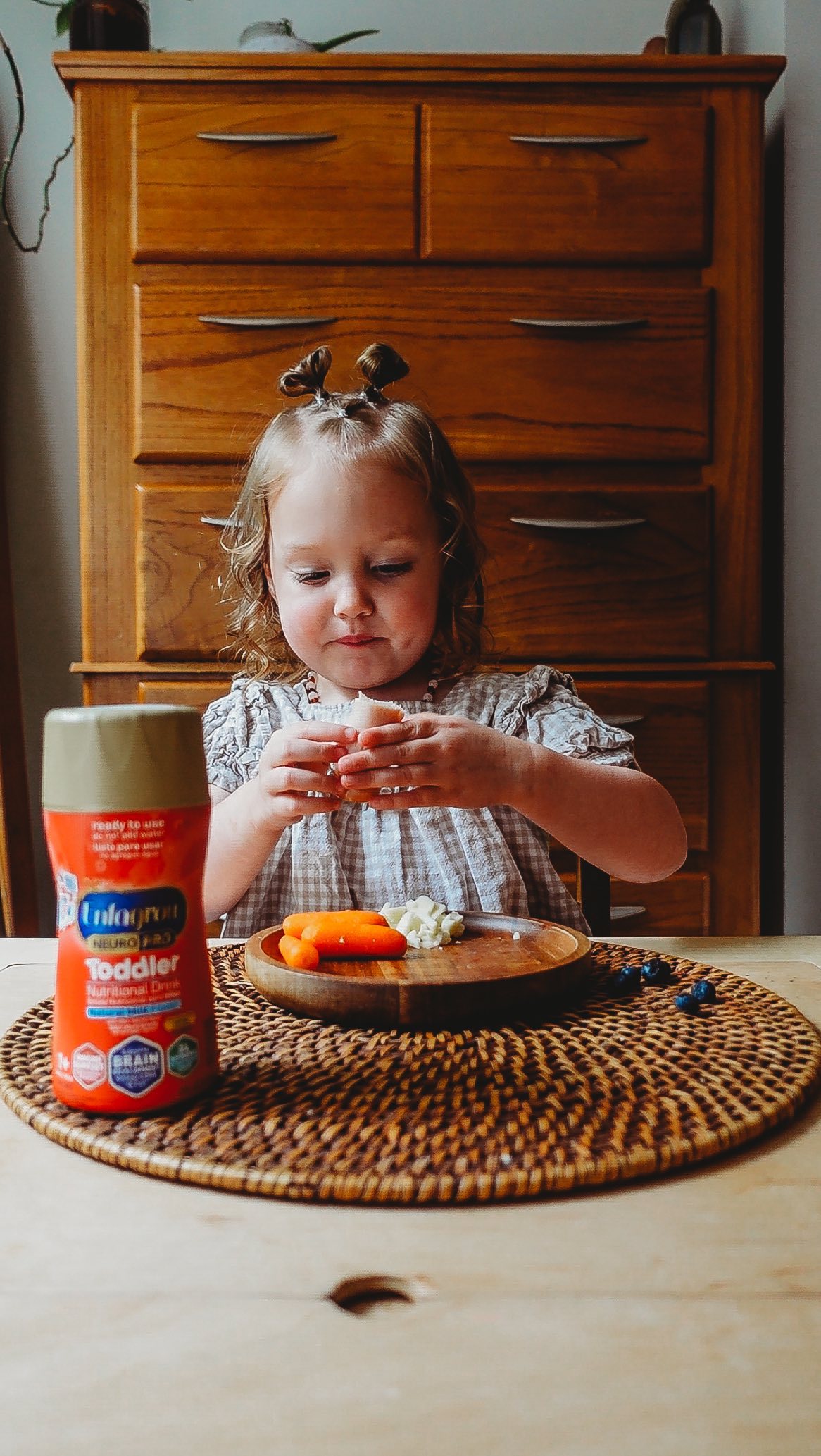 Instagram post by @elizabeth_mitchell_johnson for Enfamil. Caption reads: We are deep in the picky eating era over here —....