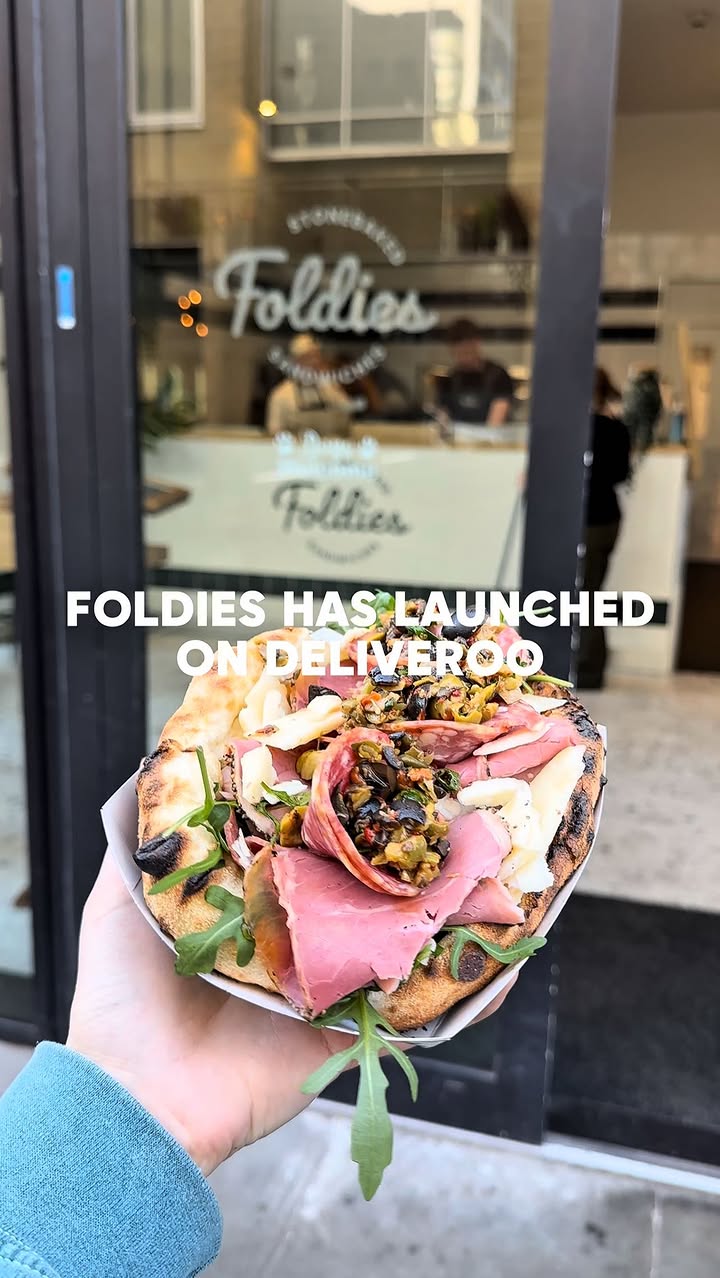 Instagram post by @eatmcr for Deliveroo. Caption reads: FOLDIES HAS JUST LAUNCHED ON DELIVEROO....