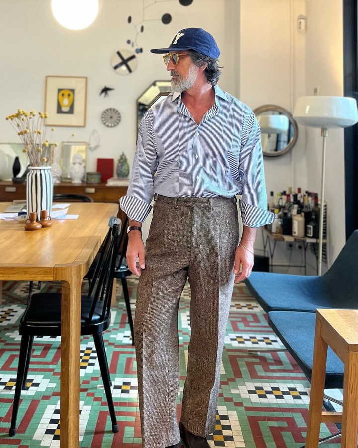 Instagram post by @ilustre_man_ for Proper Cloth. Caption reads: Fantastic flannel wool pants (and shirt) by....