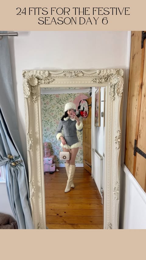 Instagram post by @hellomissjordan for LK Bennett. Caption reads: 24 FITS FOR THE FESTIVE SEASON DAY 6 🎄 Today’s....