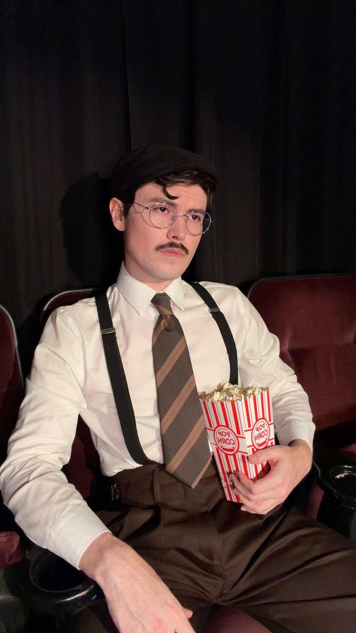 Instagram post by @justjerry for Warby Parker. Caption reads: traveling through time at the movie theater with....