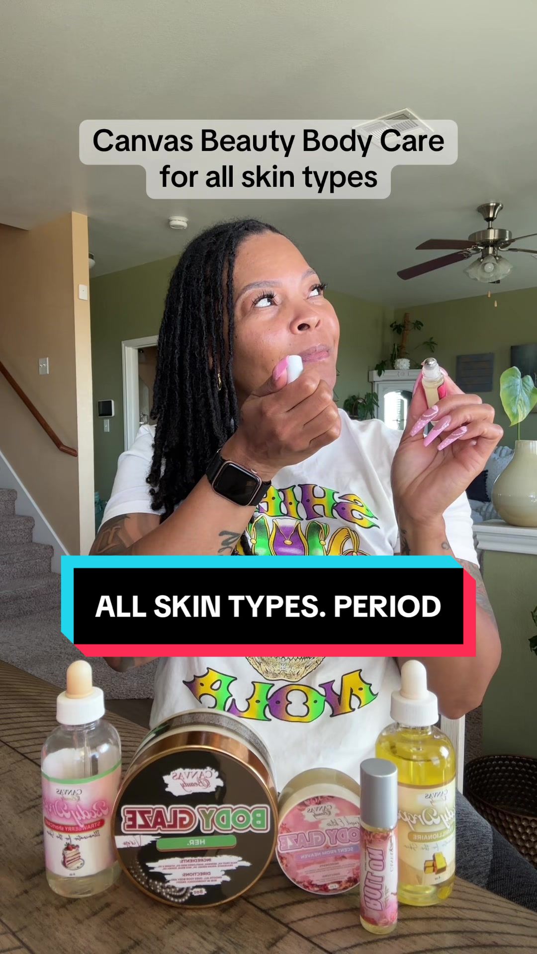 TikTok post by @shaketa_robinson for Canvas Beauty Brand. Caption reads: skin types deserve luxury too. 🤎 @CANVAS BEAUTY....