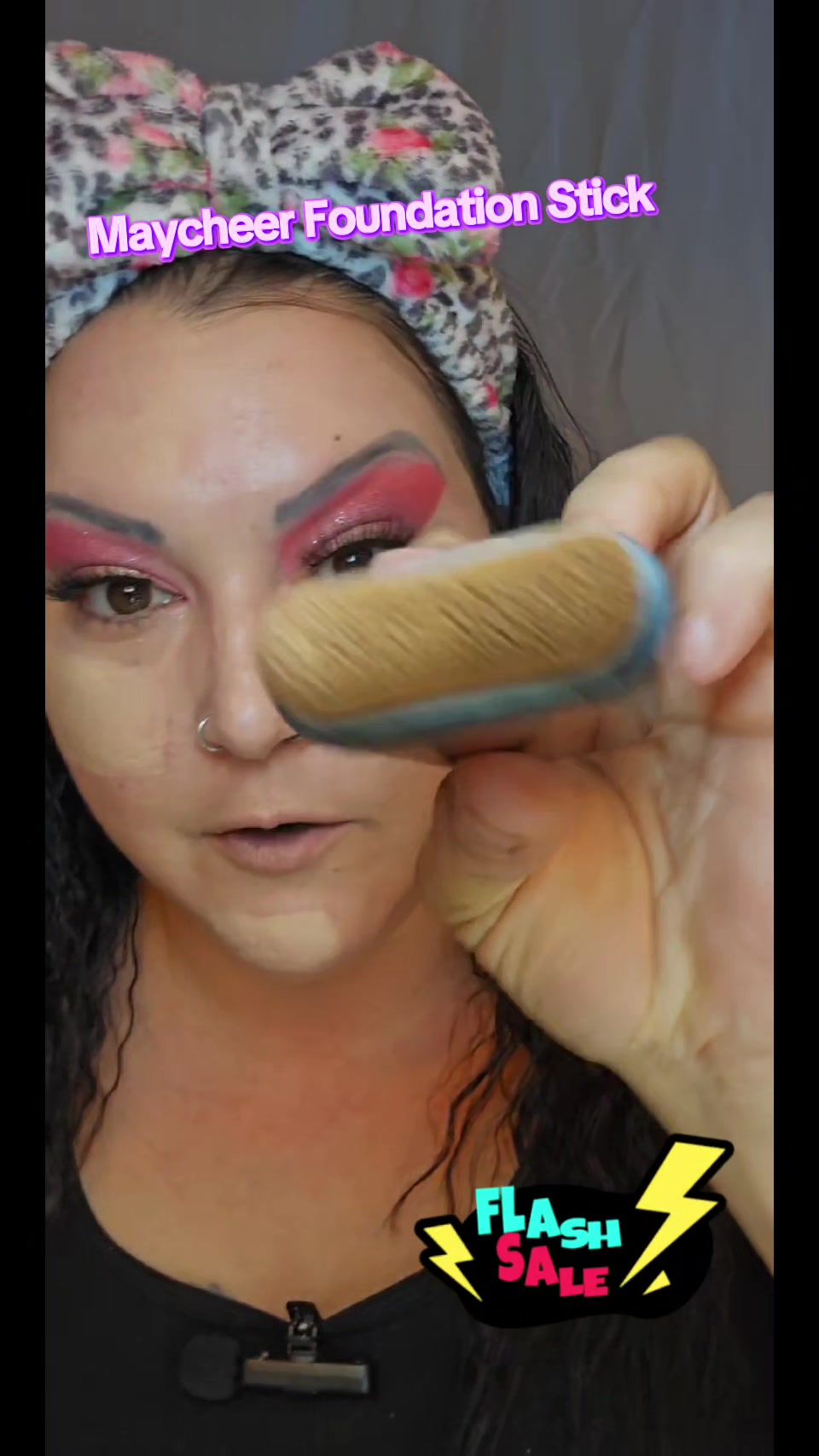 TikTok post by @disabledbeautiful46 for MAYCHEER Beauty US. Caption reads: @MAYCHEER Beauty US Foundation Stick is super easy....