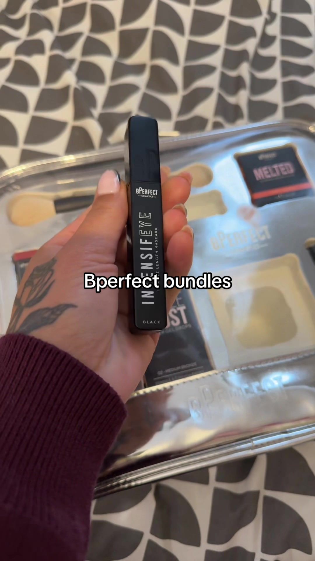 TikTok post by @stacigem for BPerfect Cosmetics. Caption reads: Amazing bundles from @BPerfect Cosmetics ❤️❤️❤️....