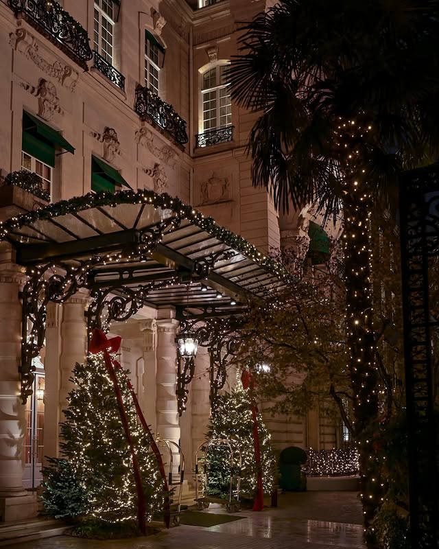 Instagram post by @raphaelmetivet for Shangri-La. Caption reads: Christmas magic at the @shangrilaparis ✨🎄 Once....