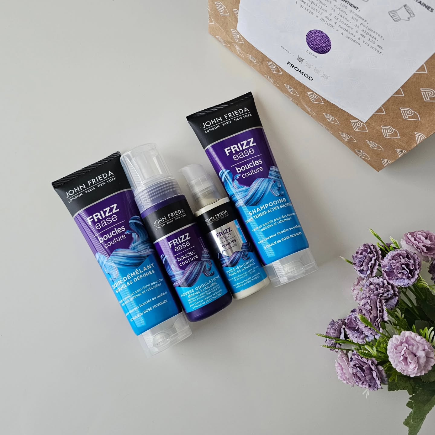 Instagram post by @fanny.srn for John Frieda. Caption reads: 💜 JOHN FRIEDA 💜

J'ai reçu des produits de la....